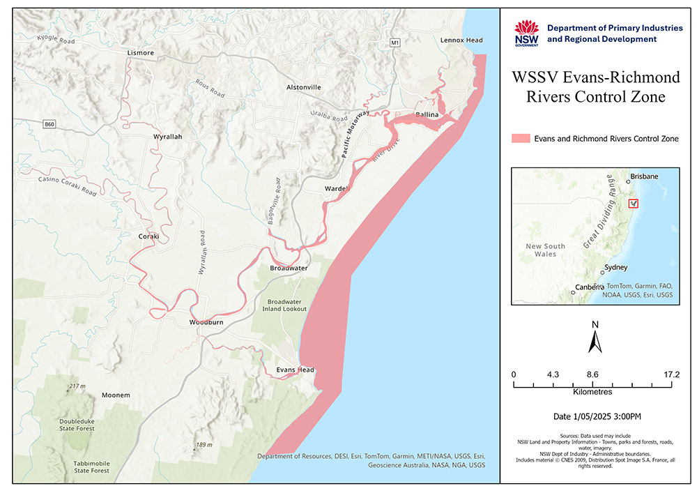 Map of the Evans and Richmond Rivers Control Zone